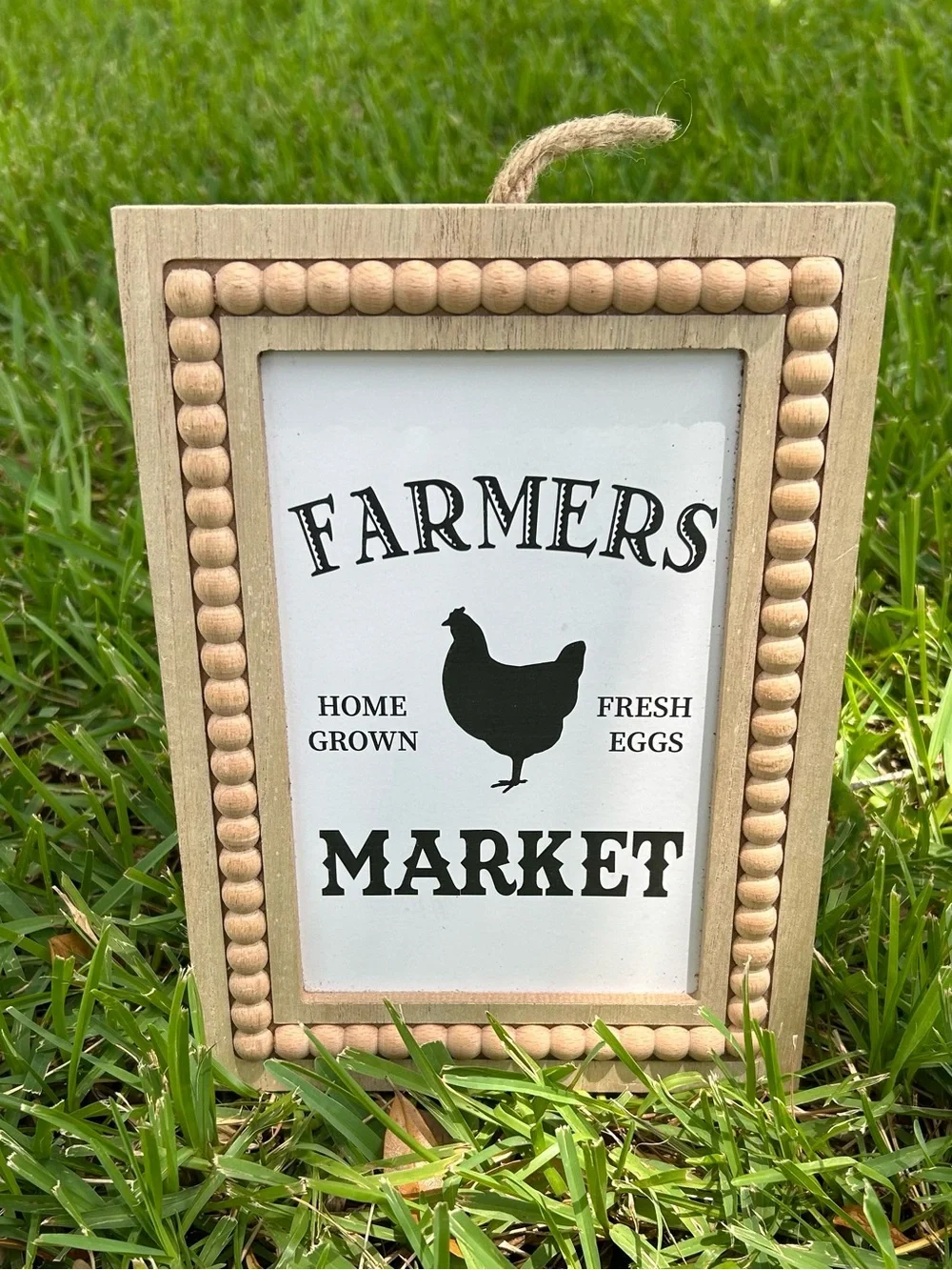 5/$25 Farmers Market Wooden Beaded Wall Sign - Natural/White